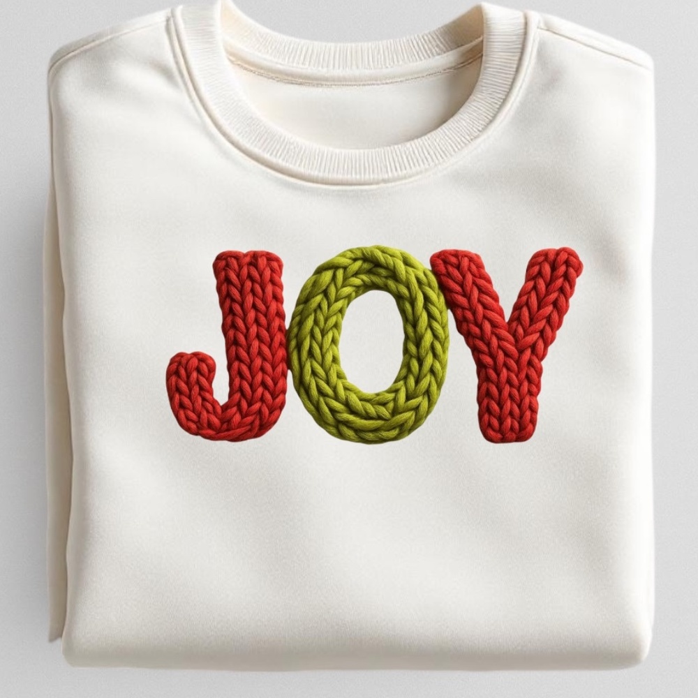 Joy Sweatshirt Faux Yarn simple but pretty White S M L XL XXL Soft realistic 3D
